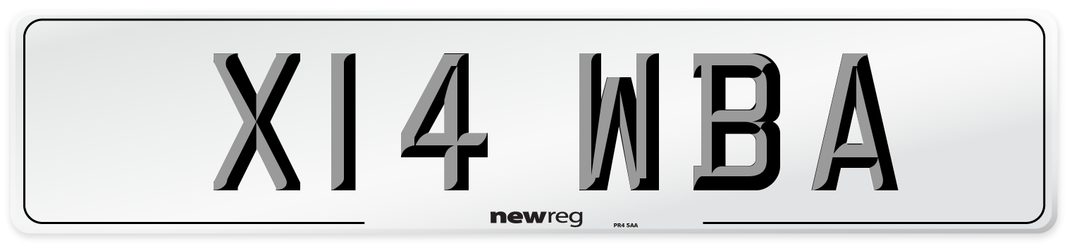 X14 WBA Number Plate from New Reg